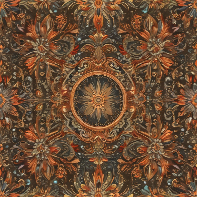 Elegant Floral Pattern with Intricate Designs in Rich Earthy Tones.
