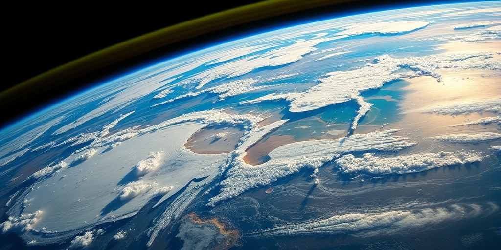 Generate a highly detailed image of Earth from space, showing vibrant colors for land and water, with realistic cloud patterns, captured with a Canon EOS 5D Mark IV, 24mm lens, f/8 aperture, ISO 100, 1/125 sec shutter speed, in a wide-angle view, using HDR processing to enhance the quality and depth.
