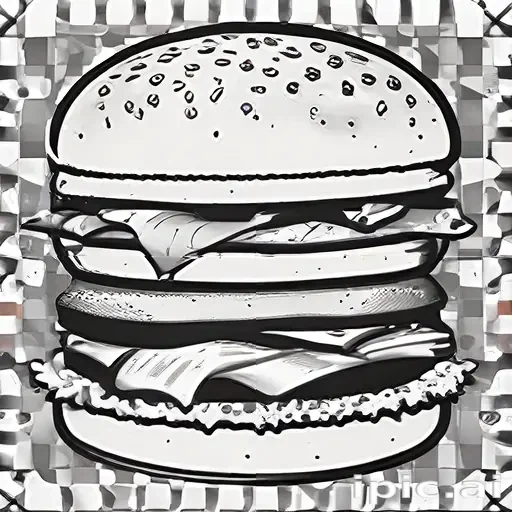 hamburger clipart black and white