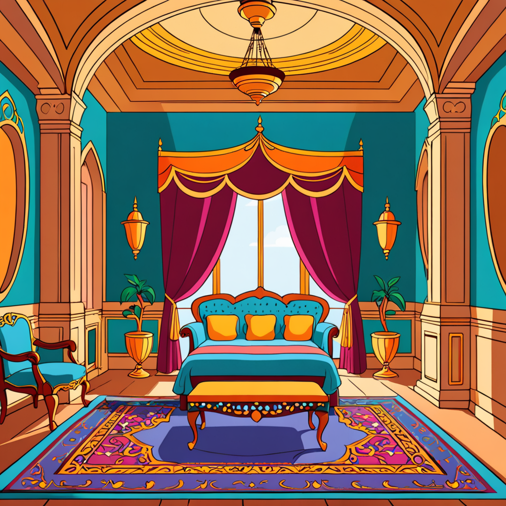 interior of the empty boudoir of princess jasmine from the cartoon ...