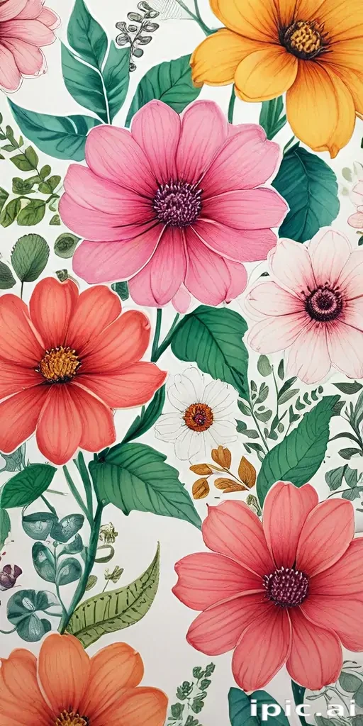 flower drawings color