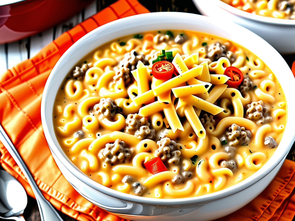 one pot macaroni cheeseburger soup
