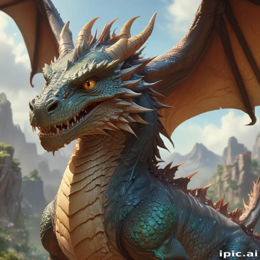 Majestic Dragon with Glimmering Scales and Powerful Wings in a Fantasy ...