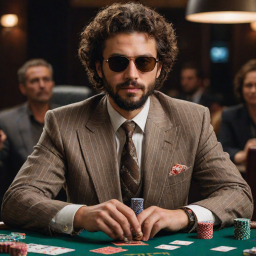 detailed edges, detailed image, perfection style, A detailed and A perfect photo of a man with sunglasses and trowing a pair of cards in his hand at camera in a poker game, hand focus, cinematic hand, best hand, better hand, awesome hand, different hand, solo, looking at viewer, brown hair, shirt, 1boy, upper body, male focus, striped, facial hair, table, sunglasses, black background, beard, curly hair, card, playing card, afro, mahjong, poker chip, mahjong tile, pinstripe suit, perfection, different color, perfect color, realistic, realism, detailed background, perfect background, different background, perfect style, perfection style, detailed style, black hair, striped clothes, black shirt, striped shirt, pinstripe pattern