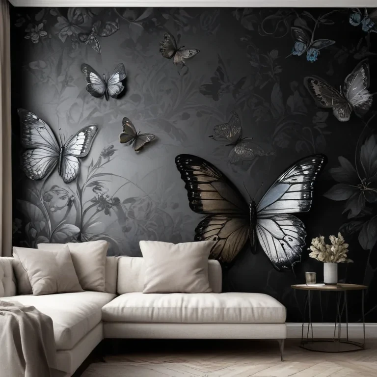 black wallpaper butterfly