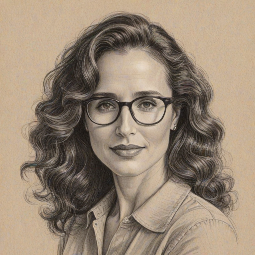Charming Andie MacDowell, pencil sketch, portrait of Delightful woman 1949s in glasses, hair style beatnik, outline, clear lines, fine lines, 8k