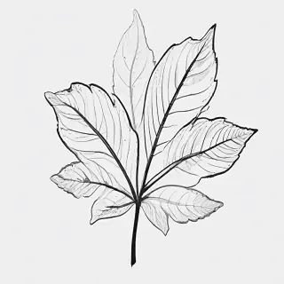 clipart leaf black and white