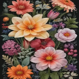 drawings of flowers with color