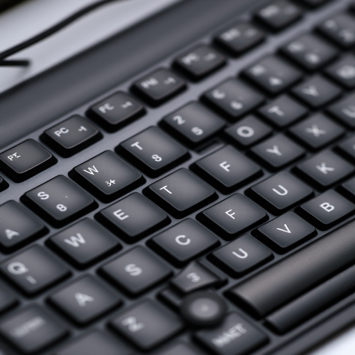 High-resolution image of a black computer keyboard, top view, with focus on individual keys, ISO 100, f/2.8 aperture, 1/60 shutter speed, DSLR camera with macro lens.