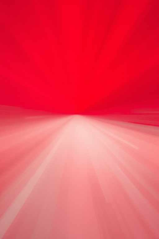 Create an abstract image with a radial blur effect in vibrant red shades, using a Canon EOS R5 camera, 24mm lens, f/2.8 aperture, ISO 100, shutter speed 1/125s, shot in portrait mode, with a smooth focus transition.