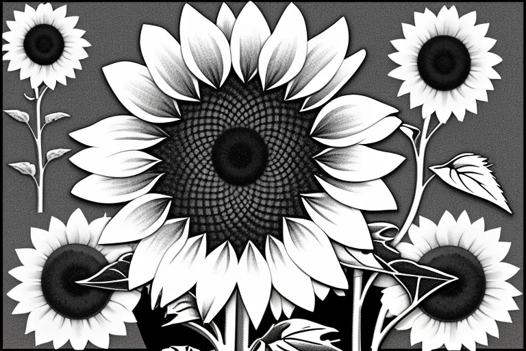 clip art sunflower black and white