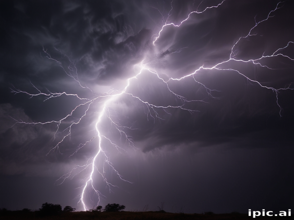 Stunning Display of Lightning Illuminating the Dark Stormy Sky at Night