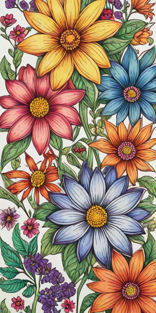 colourful flower drawing
