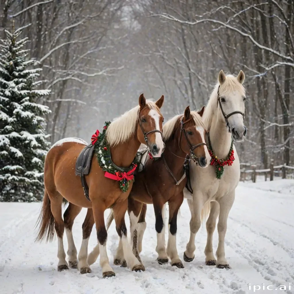 merry christmas images with horses