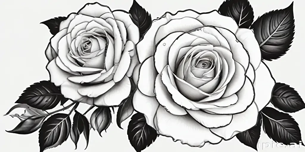 roses clipart black and white