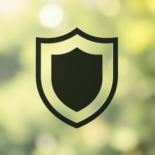 Create a high-resolution image of a simple shield emblem on a transparent background using a DSLR camera with a 50mm lens at f/1.8, ISO 100, and a shallow depth of field, capturing a straight-on view with soft natural lighting.