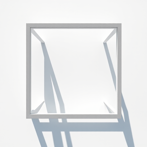 Generate a high-resolution image of a minimalist abstract structure, using a DSLR camera with a 50mm lens, aperture set to f/1.8, ISO 100, shot in natural light, top-down view, focusing on sharp lines and contrasting shadows.