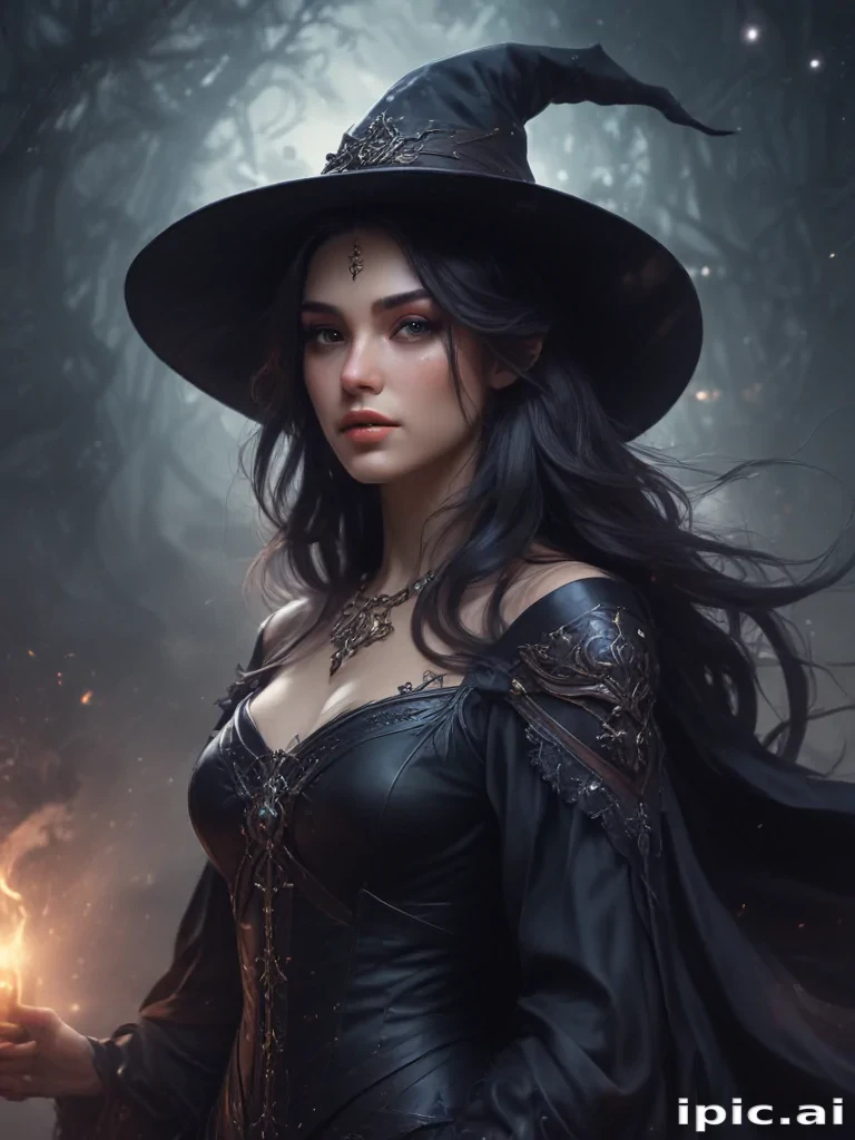 beautiful dark witch fantasy art
