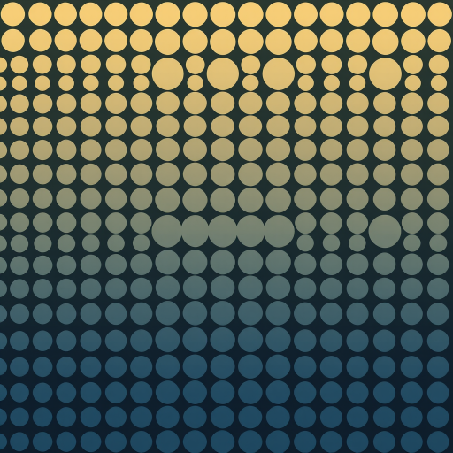 Generate a high-resolution pattern of evenly spaced circles in varying sizes arranged in a gradient from large to small, ensure a smooth transition and high contrast, captured with a DSLR camera settings: f/8 aperture, ISO 100, 1/250 sec shutter speed, using a 50mm lens at eye level to create sharp detail and clarity.