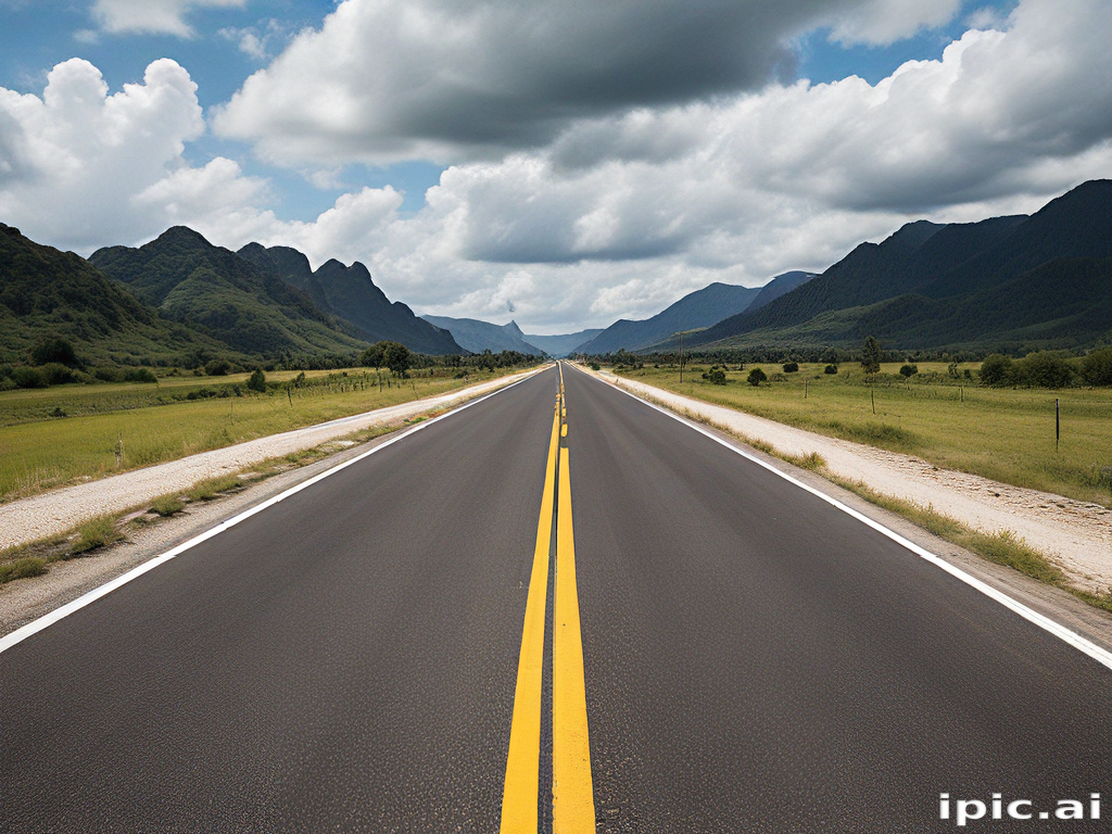 Scenic Open Road Stretching Through Lush Green Mountains Under Dramatic ...