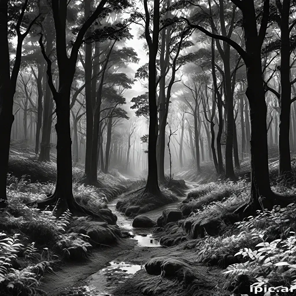 forest clipart black and white