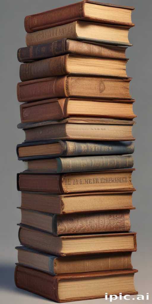 A Towering Stack of Antique Books Showcasing Timeless Literary Treasures.