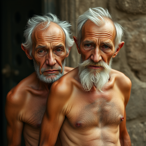 shirtless old men