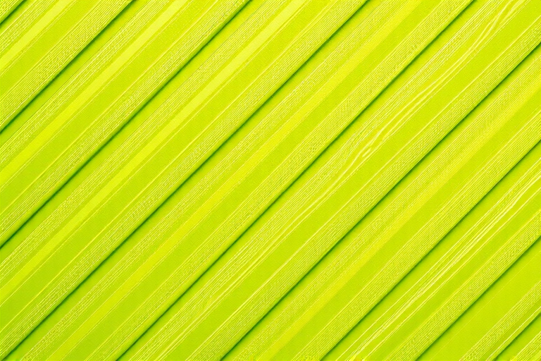 Generate an image of a diagonal striped pattern in vibrant lime green tones, using a DSLR camera with a 50mm lens, f/1.8 aperture, ISO 200, shot from a top-down view, utilizing a soft focus style to enhance the colors and textures.