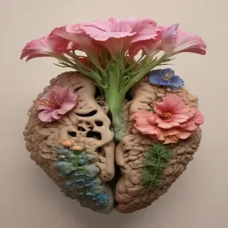 half brain half flowers