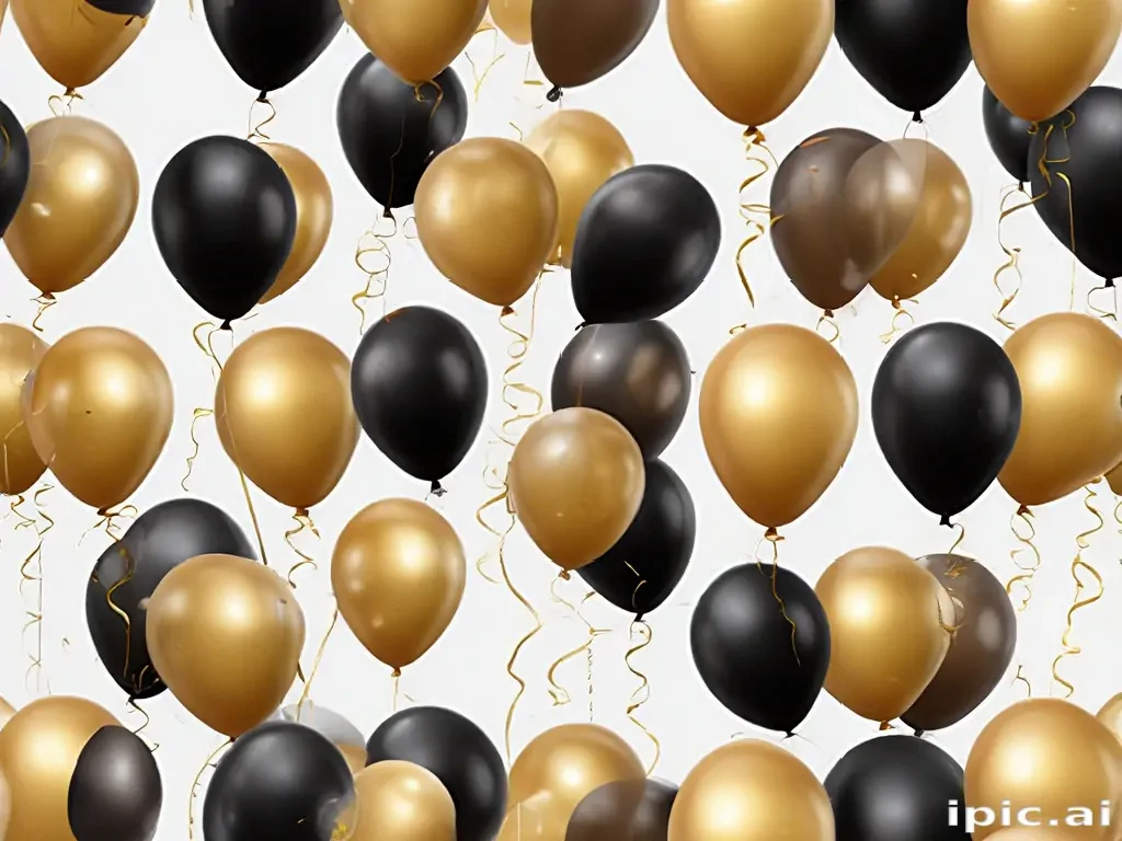 black and gold balloons png