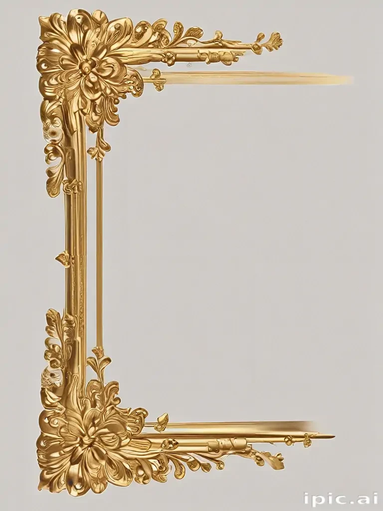 Elegant Decorative Gold Frame with Intricate Floral Designs and Details