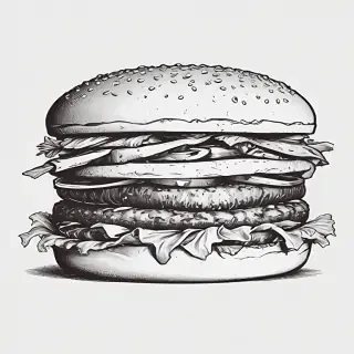 burger clipart black and white
