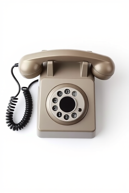 Create a high-resolution image of a classic telephone icon on a white background, using a DSLR camera with a 50mm lens, f/2.8 aperture, 1/125 second shutter speed, and an ISO of 100, capturing a sharp and clear view from a straight-on angle.