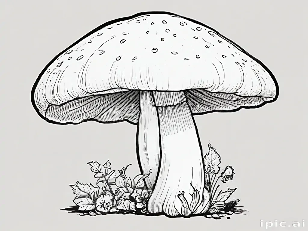 mushroom clipart black and white