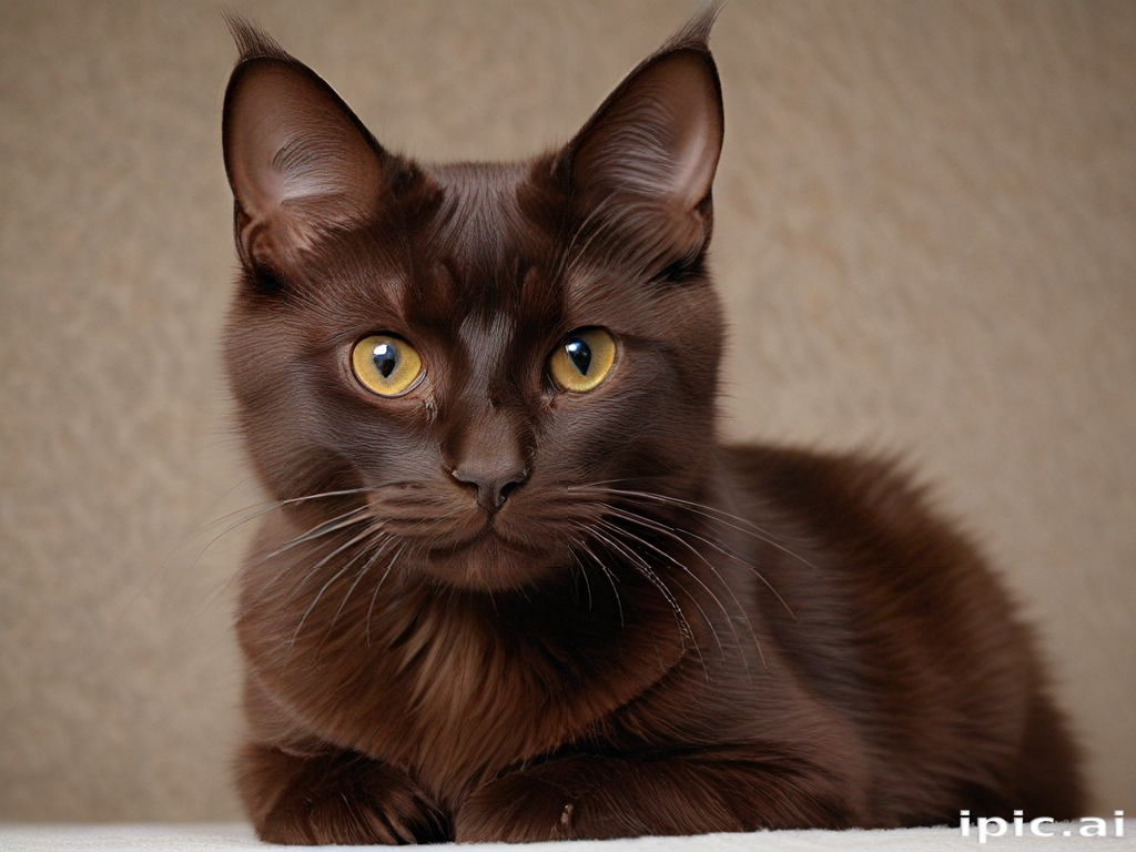 Charming Chocolate-Colored Cat Posing Gracefully Against a Soft Background