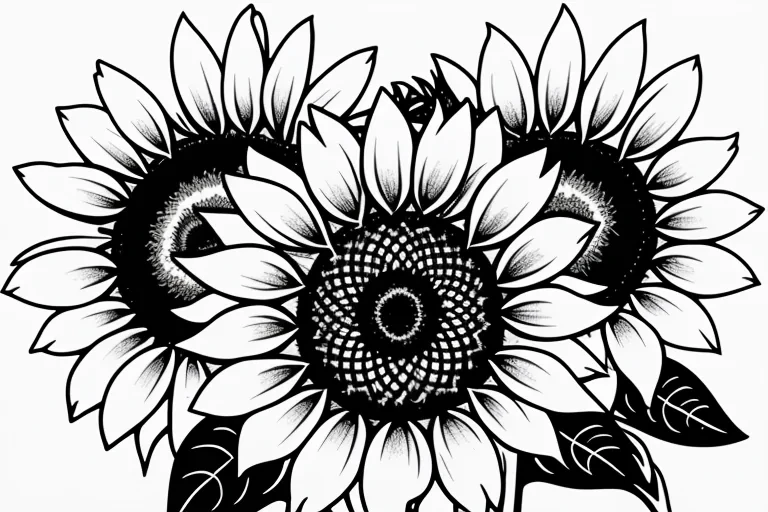 clip art sunflower black and white