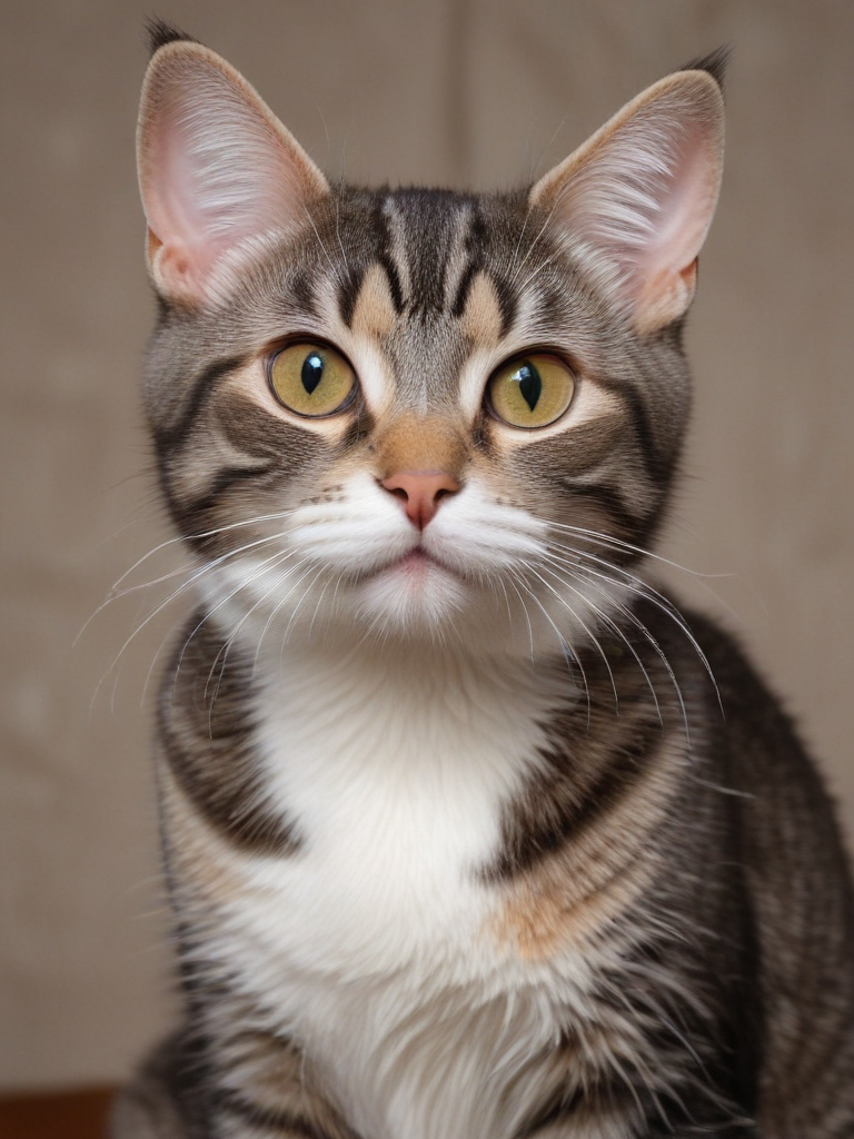 A Cute Tabby Cat with Striking Green Eyes and Adorable Whiskers.