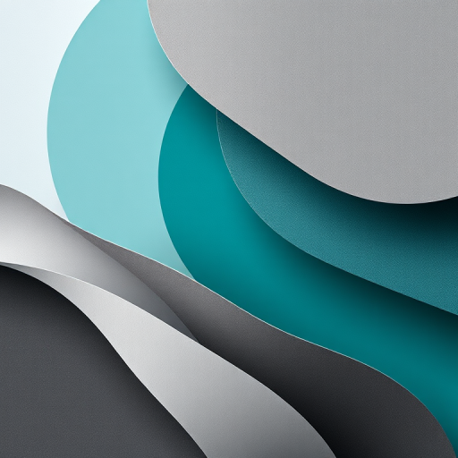 Create an abstract design with layered shapes in shades of gray and teal, ensure smooth gradients and soft curves, captured with a DSLR camera, f/4 aperture, 50mm lens, ISO 100, in natural light, focusing on texture and depth.