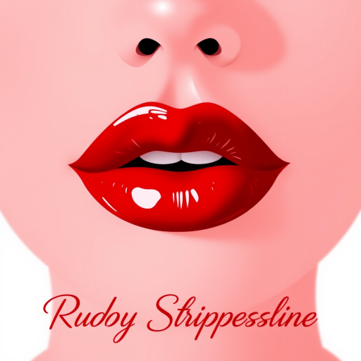 Classic cherry red lips with glossy finish, perfectly symmetrical shape, timeless allure and confidence, iconic Ruby Slipper Shine design