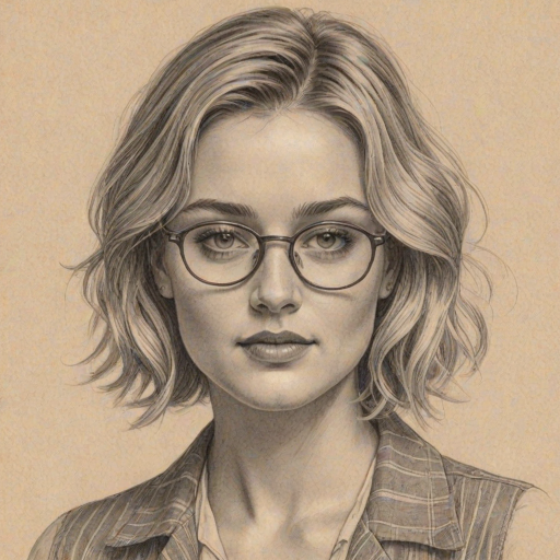 Wonderful Amanda Michalka, pencil sketch, portrait of Superb woman 1925s in glasses, hair style beatnik, outline, clear lines, fine lines, 8k