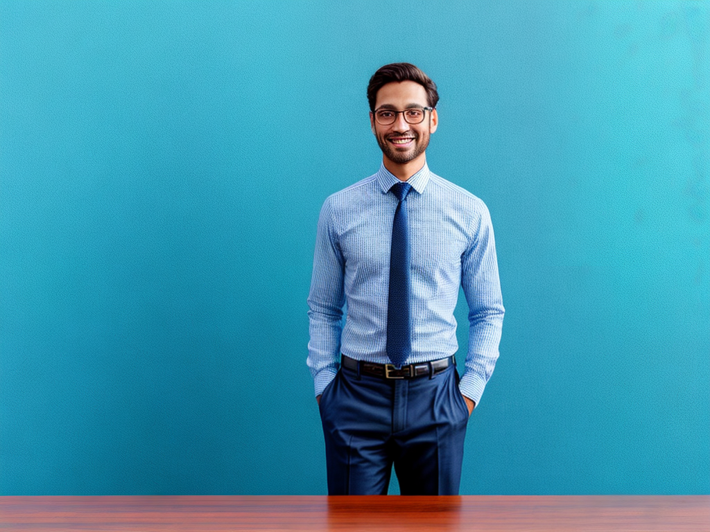 my picture with professional attire with skyblue background