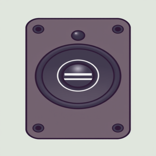Create a clean, minimalist icon of a speaker with a minus symbol, captured with a Canon EOS R5, 50mm lens, f/2.8 aperture, 1/200s shutter speed, top-down view, high-resolution vector style, plain background.