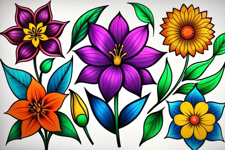 flower drawings color