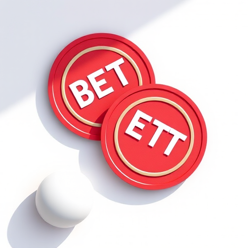 Create a high-resolution illustration of two betting tokens with a white ball beside them, using a DSLR camera with a 50mm lens, aperture f/2.8, ISO 100, shot from a top-down view with natural lighting to enhance color vibrancy and detail.
