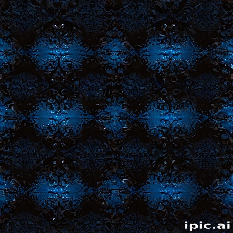Intricate Dark Blue Pattern with Glossy Texture and Unique Design Elements