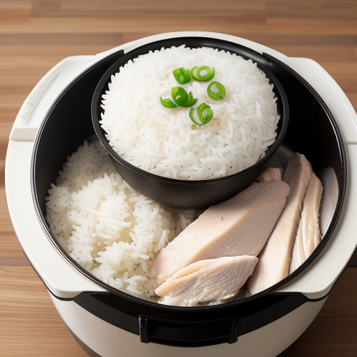 rice and chicken in rice cooker