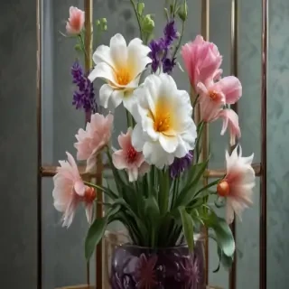 flowers behind glass wallpaper