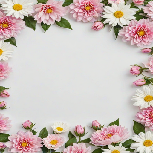 white background with flowers