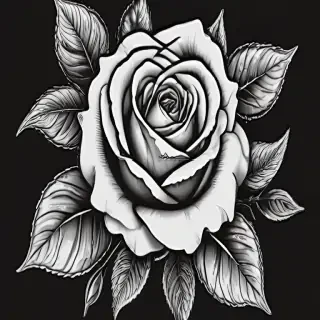 black and white rose clip art