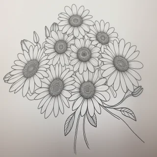 line drawn flowers